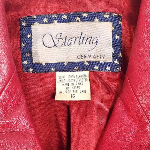 Women's Vintage Starling Germany Leather 3 Button Metro Blazer Size: 16 - Picture 2 of 16